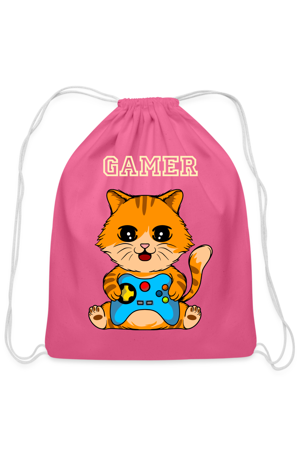 Girls Gamer Cotton Drawstring Bag - pink - NicholesGifts.online