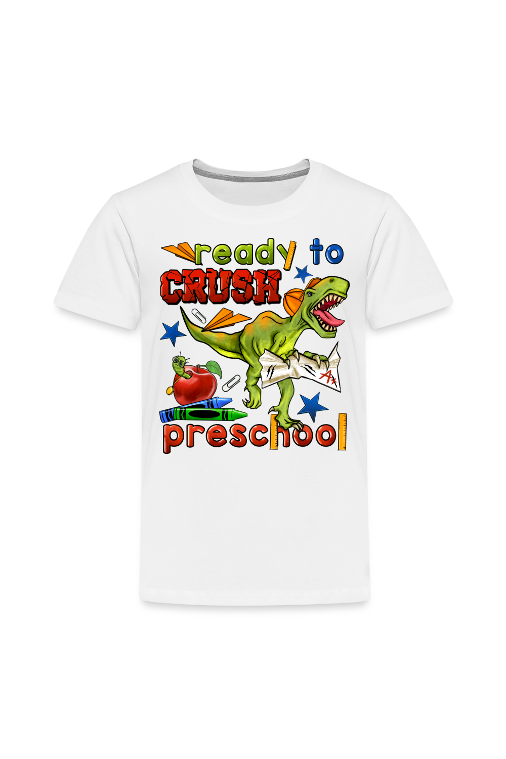 Toddler Boys Ready To Crush Preschool Short Sleeve Tee Shirt for Back To School - white / NicholesGifts.online