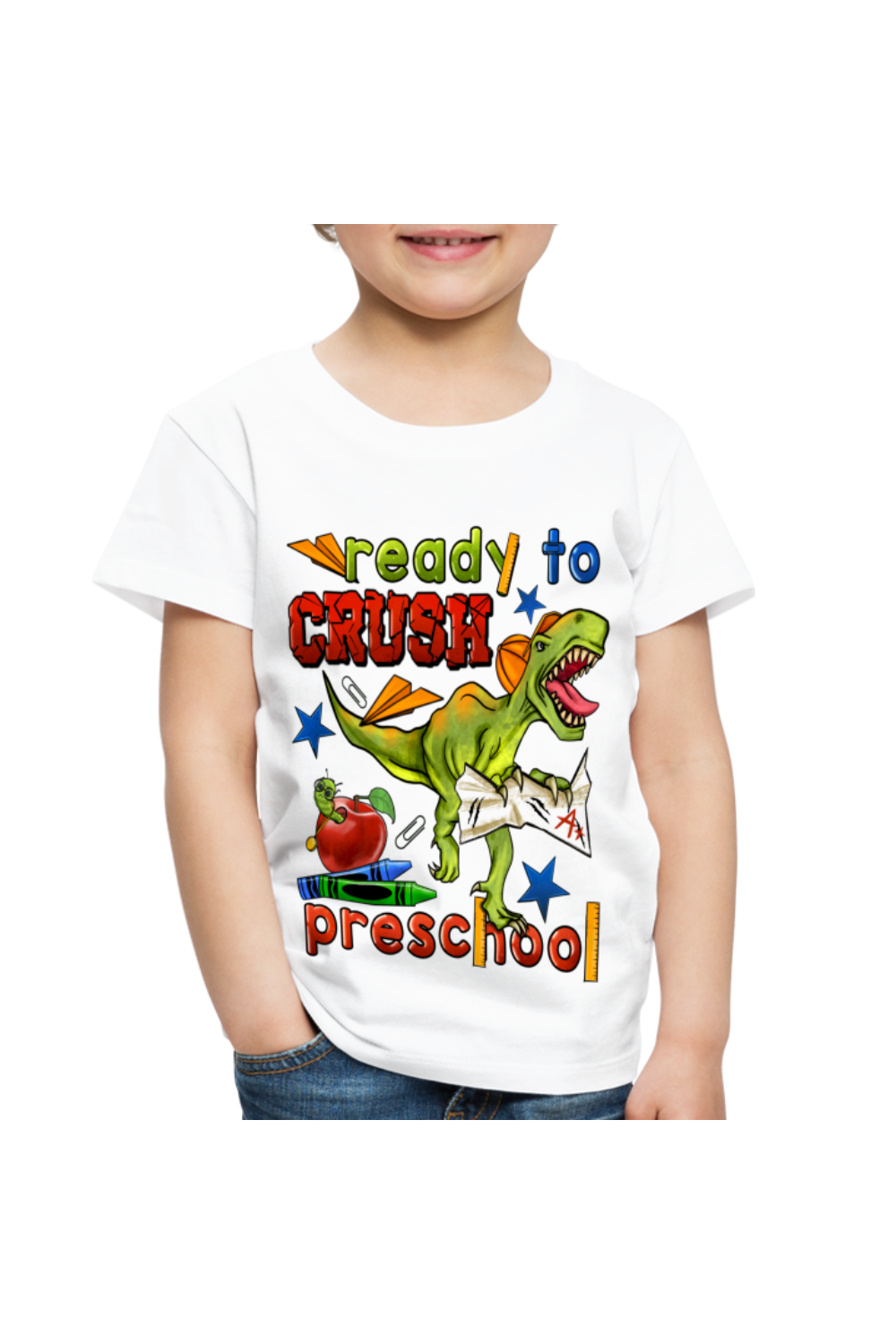 Toddler Boys Ready To Crush Preschool Short Sleeve Tee Shirt for Back To School - white - NicholesGifts.online