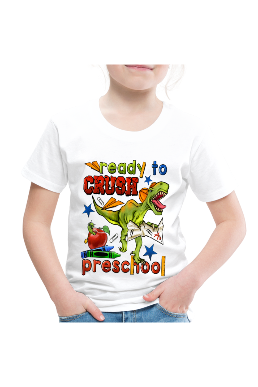 Toddler Boys Ready To Crush Preschool Short Sleeve Tee Shirt for Back To School - white