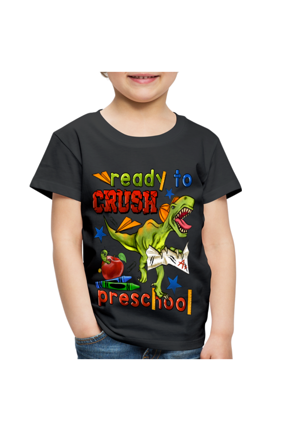 Toddler Boys Ready To Crush Preschool Short Sleeve Tee Shirt for Back To School - black