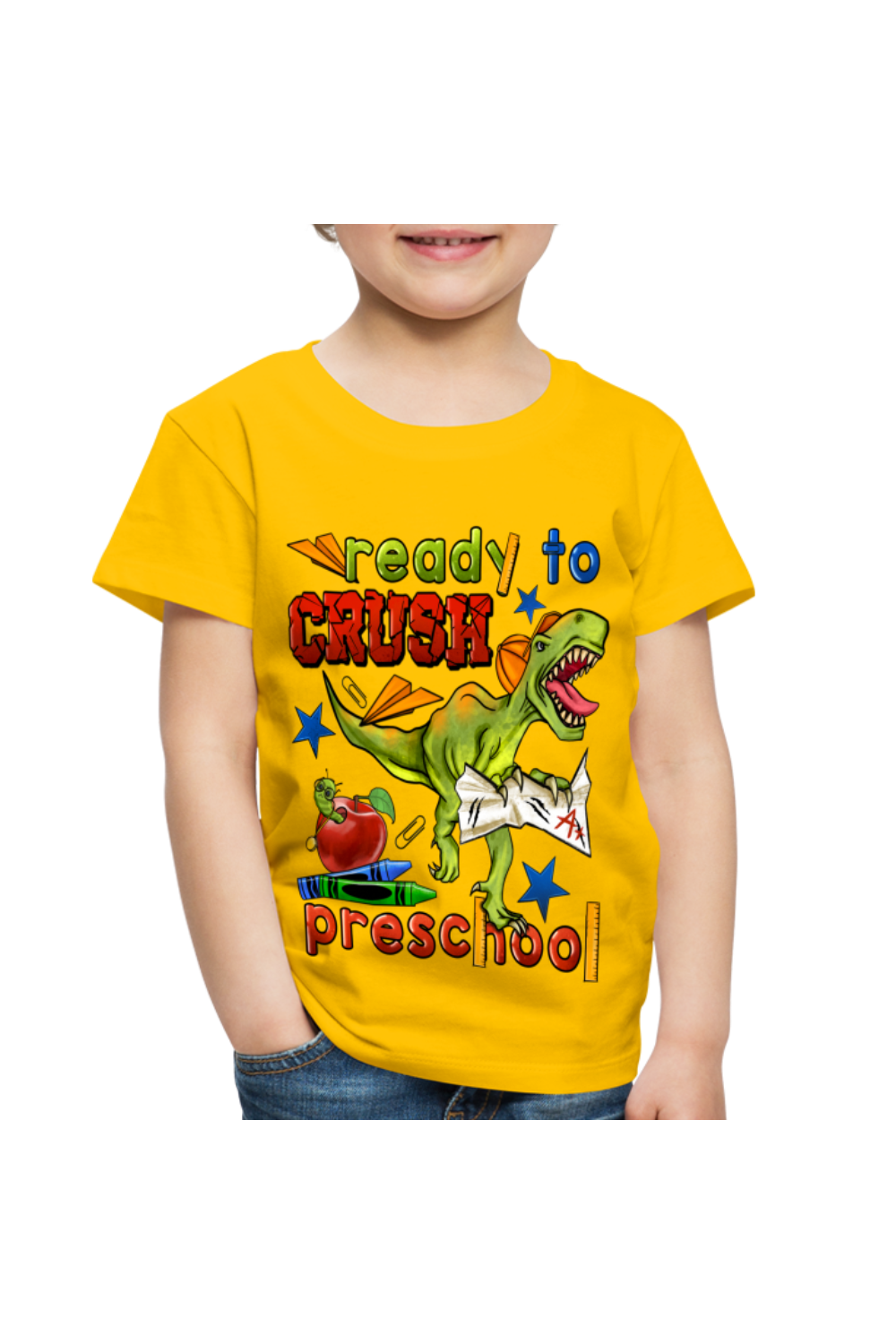 Toddler Boys Ready To Crush Preschool Short Sleeve Tee Shirt for Back To School - sun yellow