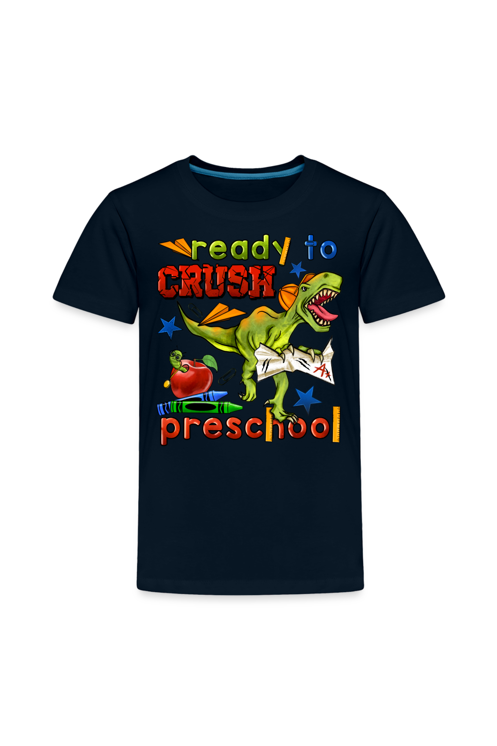 Toddler Boys Ready To Crush Preschool Short Sleeve Tee Shirt for Back To School - deep navy
