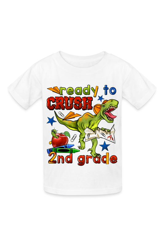 Boys Ready To Crush Second Grade Short Sleeve Tee Shirts for Back To School - white / NicholesGifts.online