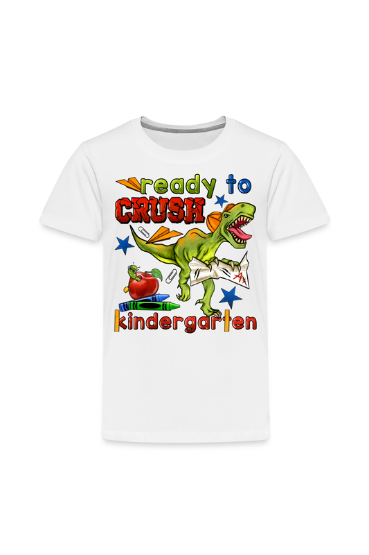 Toddler Boys Ready To Crush Kindergarten Short Sleeve Tee Shirt for Back To School - white - NicholesGifts.online