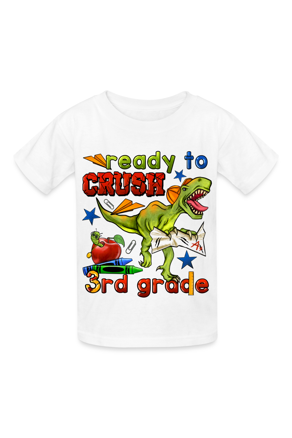 Boys Ready To Crush Third Grade Short Sleeve Tee Shirts for Back To School - white / NicholesGifts.online