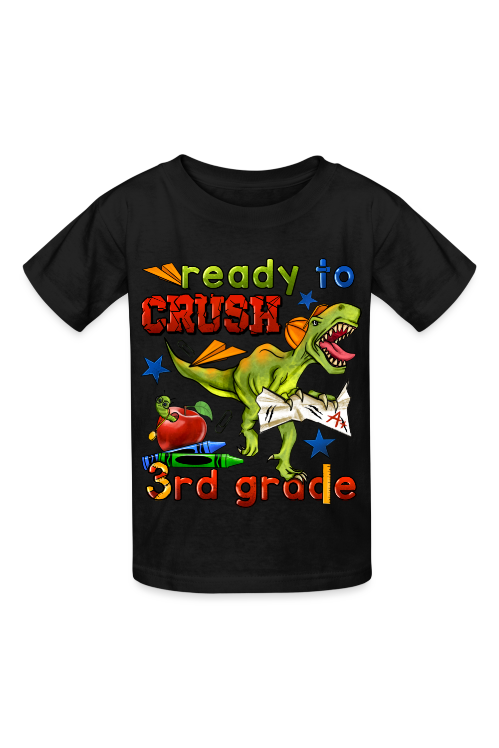 Boys Ready To Crush Third Grade Short Sleeve Tee Shirts for Back To School - black - NicholesGifts.online