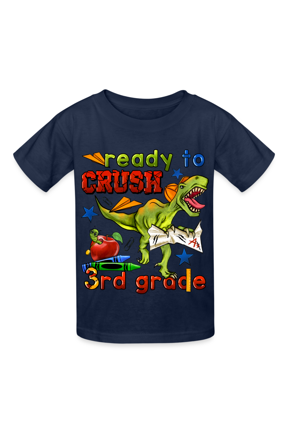 Boys Ready To Crush Third Grade Short Sleeve Tee Shirts for Back To School - navy - NicholesGifts.online