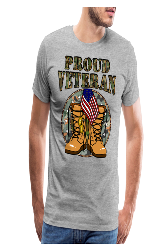 Men's Proud Veteran Short Sleeve T-Shirt - heather gray - NicholesGifts.online