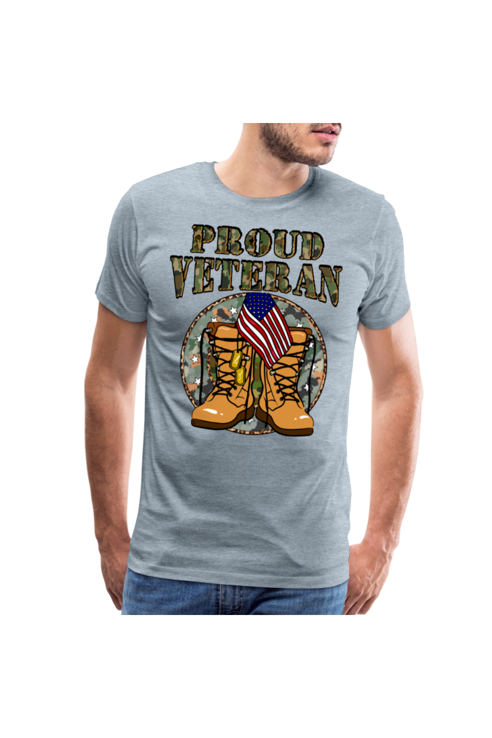 Men Proud Veteran Gray Short Sleeve T- Shirt nicholesgifts