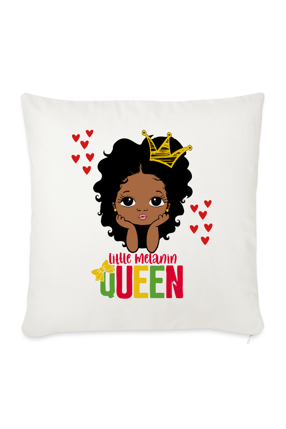 Little Melanin Queen Throw Pillow Cover 18” x 18” - natural white
