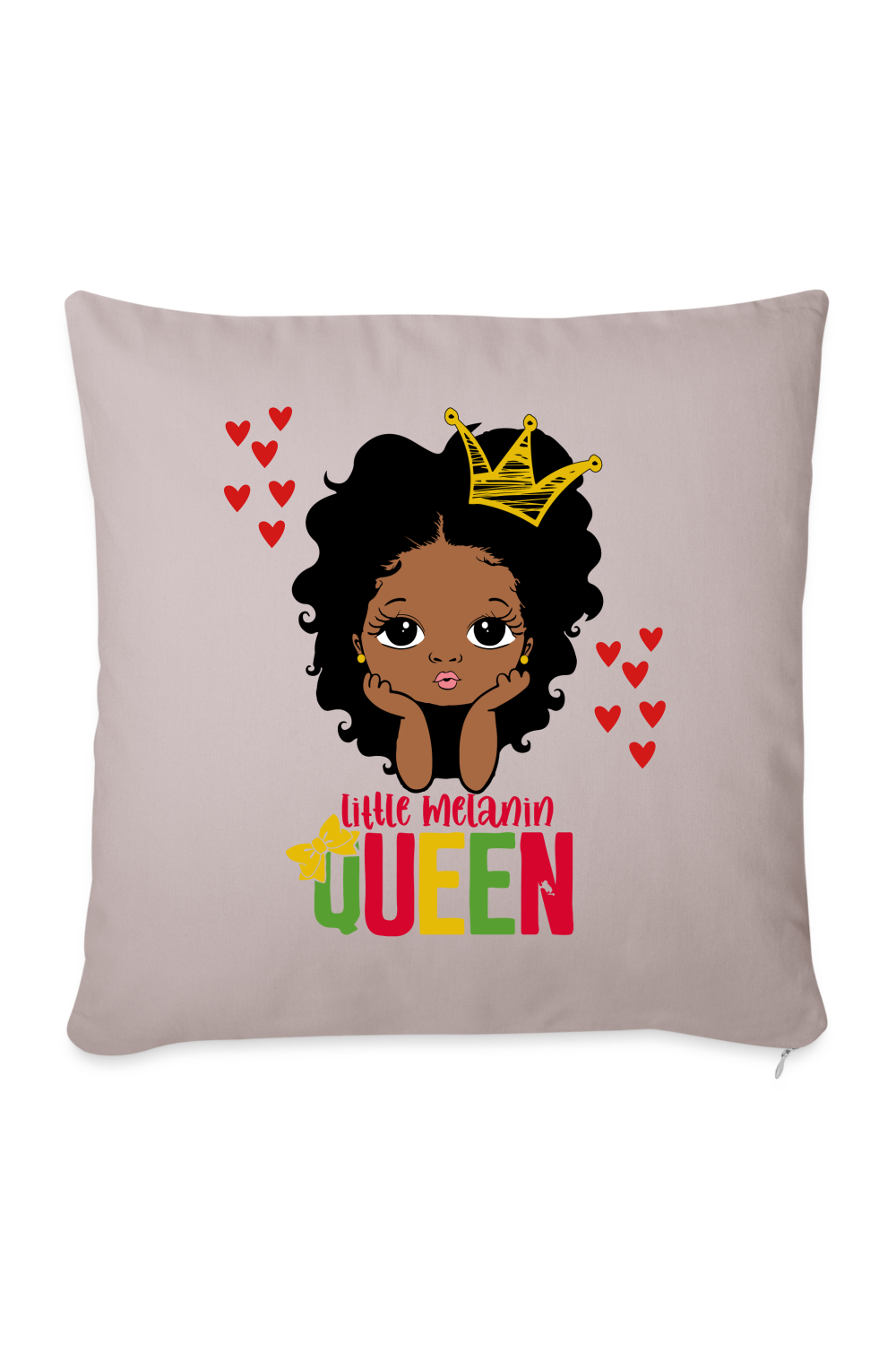 Little Melanin Queen Throw Pillow Cover 18” x 18” - light taupe - NicholesGifts.online