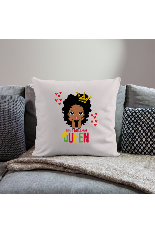 Little Melanin Queen Throw Pillow Cover 18” x 18” - light taupe