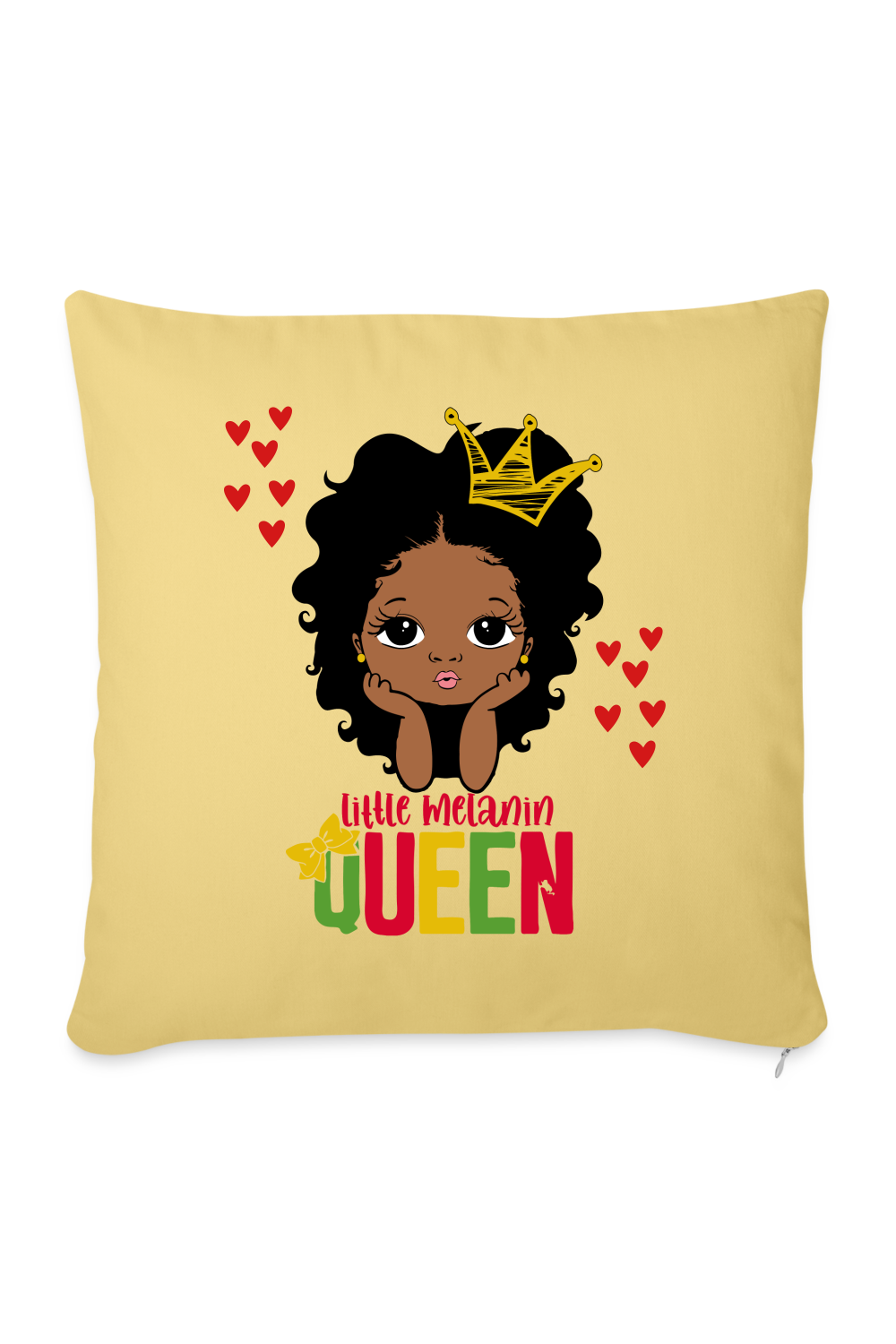 Little Melanin Queen Throw Pillow Cover 18” x 18” - washed yellow
