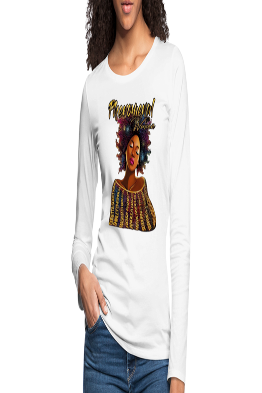 African American Women Phenomenal Woman  Long Sleeve T-Shirt - white -  NicholesGifts.online