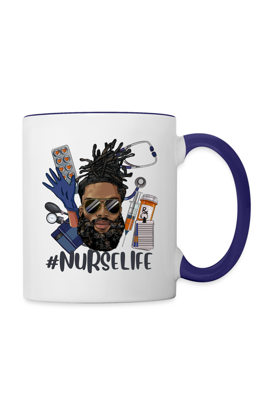 Men Nurse Life Coffee Mug - white/cobalt blue - NicholesGifts.online