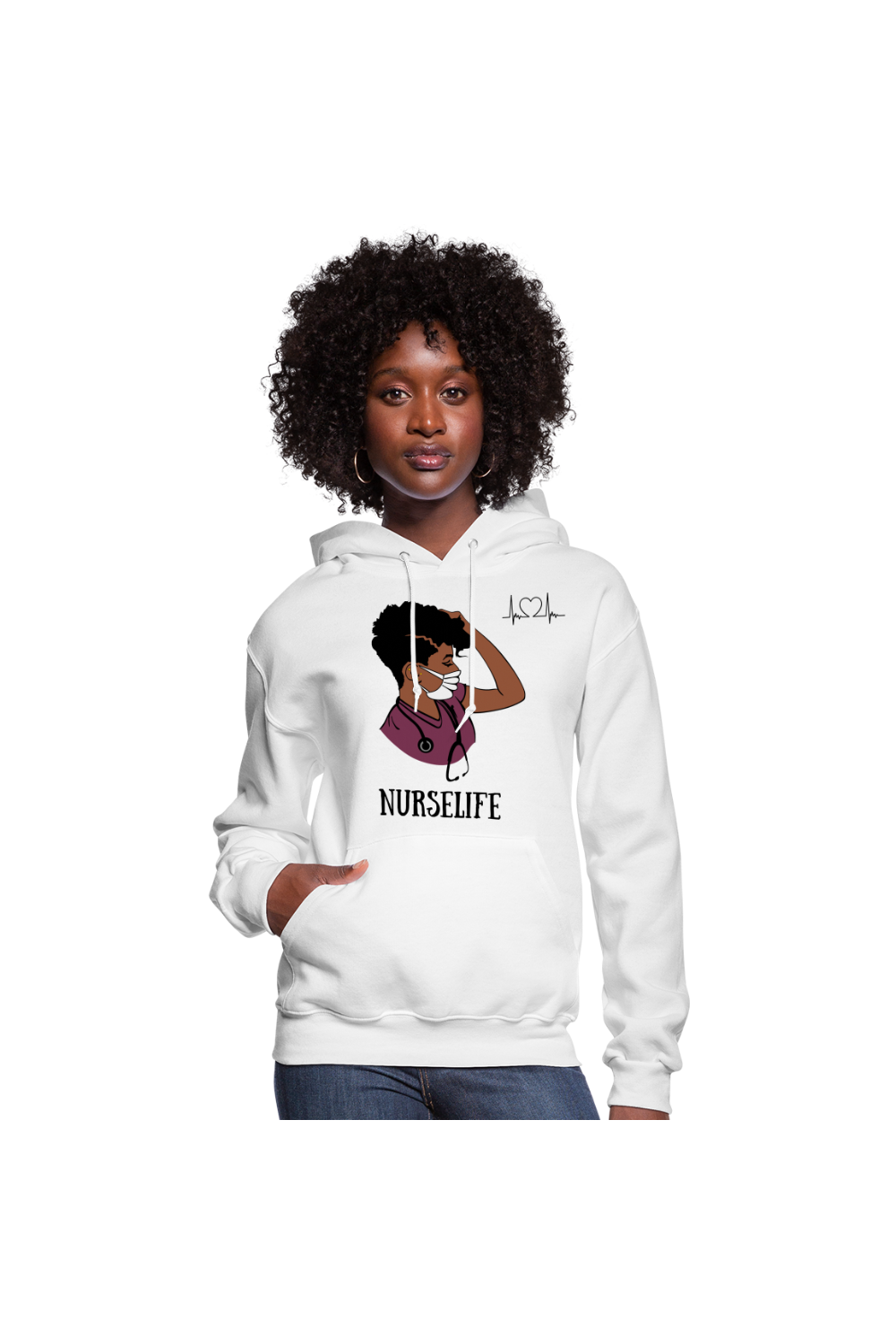 African American Women Nurse Life Long Sleeve Sweatshirt - white -  NicholesGifts.online