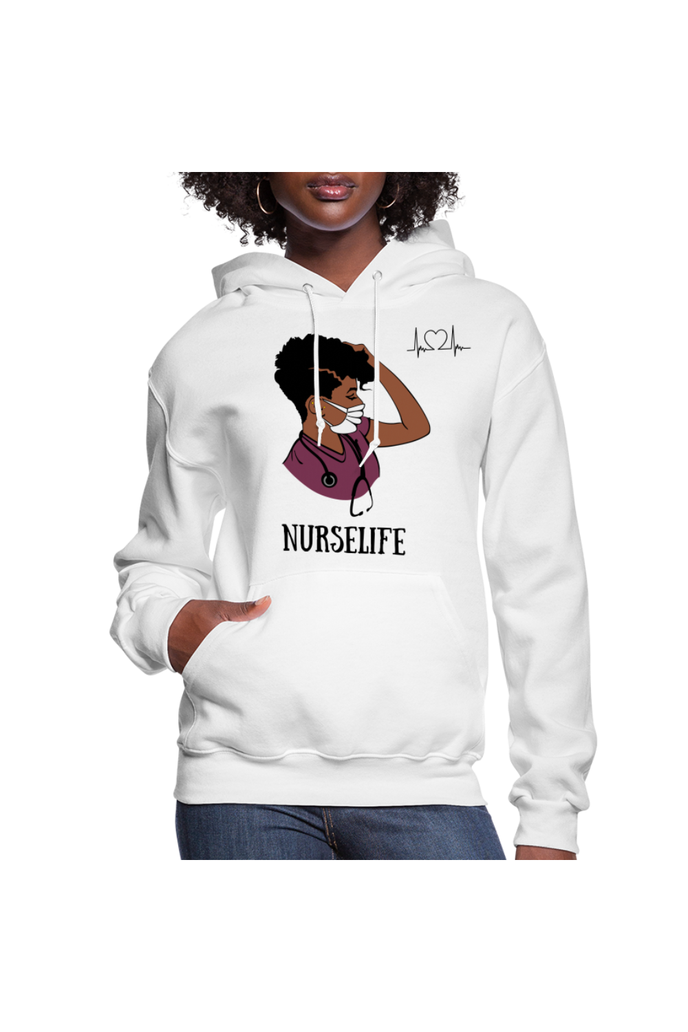 African American Women Nurse Life Long Sleeve Sweatshirt - white - NicholesGifts.online