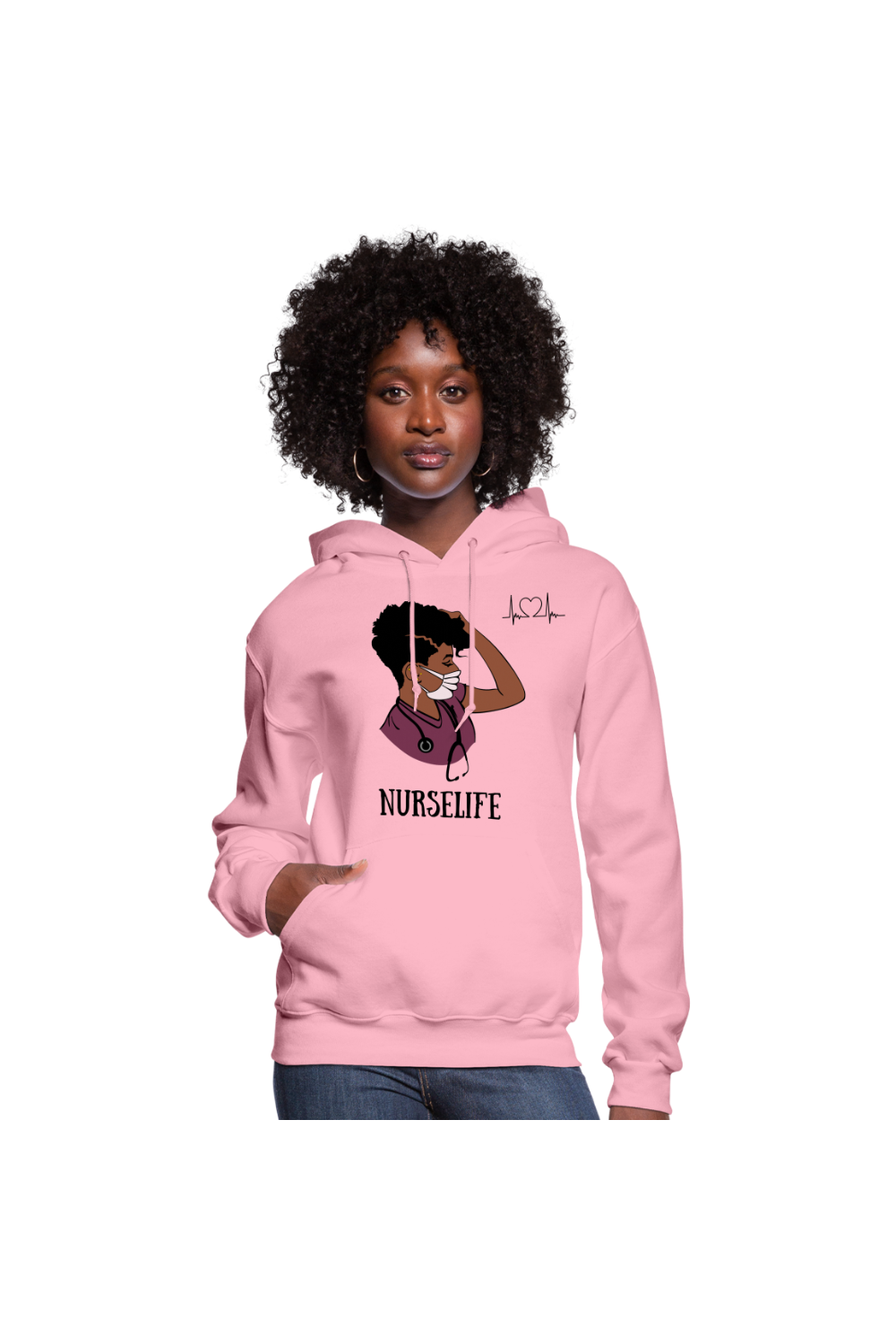 African American Women Nurse Life Long Sleeve Sweatshirt - classic pink