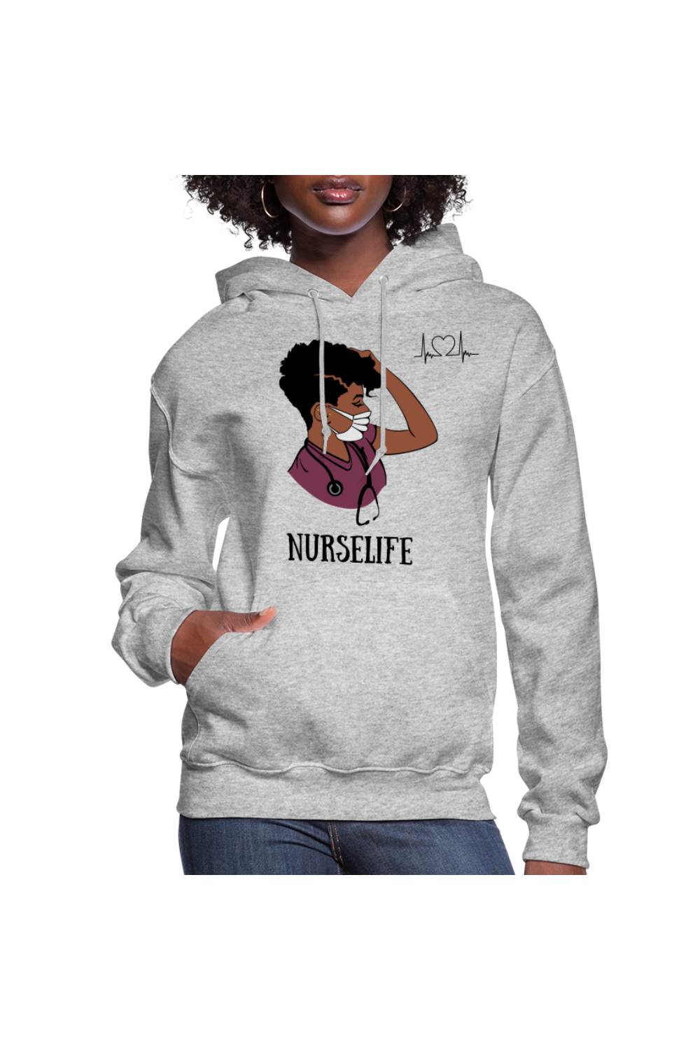 African American Women Nurse Life Long Sleeve Sweatshirt - heather gray -  NicholesGifts.online