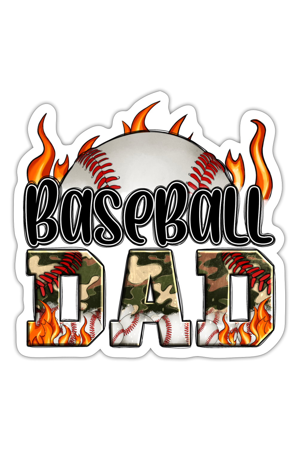 Men Baseball Dad Sticker - white matte - NicholesGifts.online