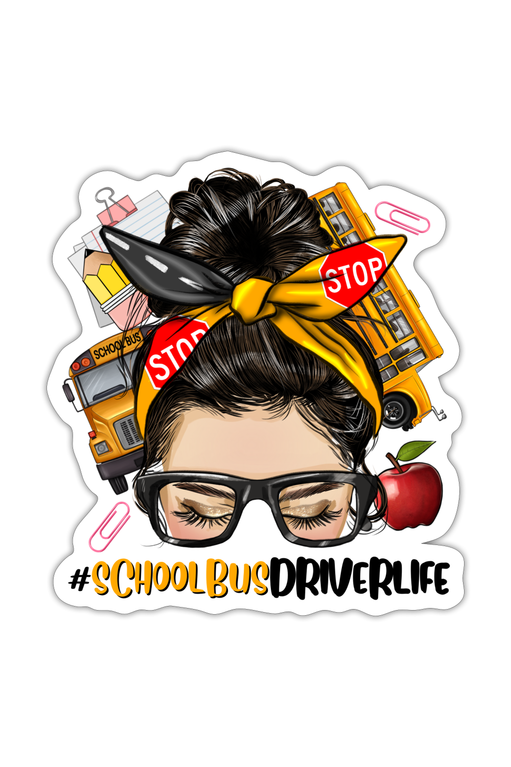 Women School Bus Driver Life Sticker - white matte - NicholesGifts.online