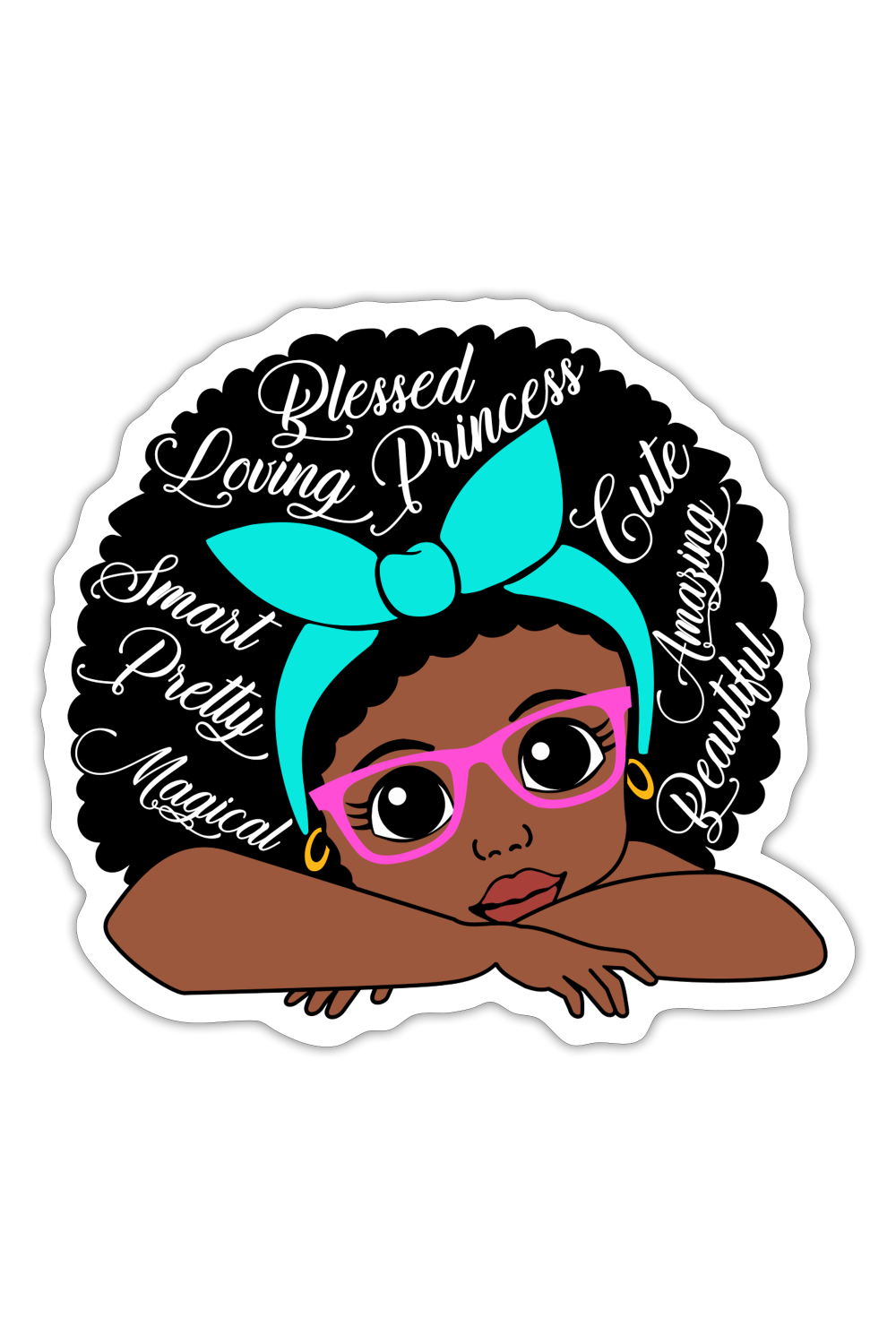 African American Girls Blessed Sticker - white matte - NicholesGifts.online