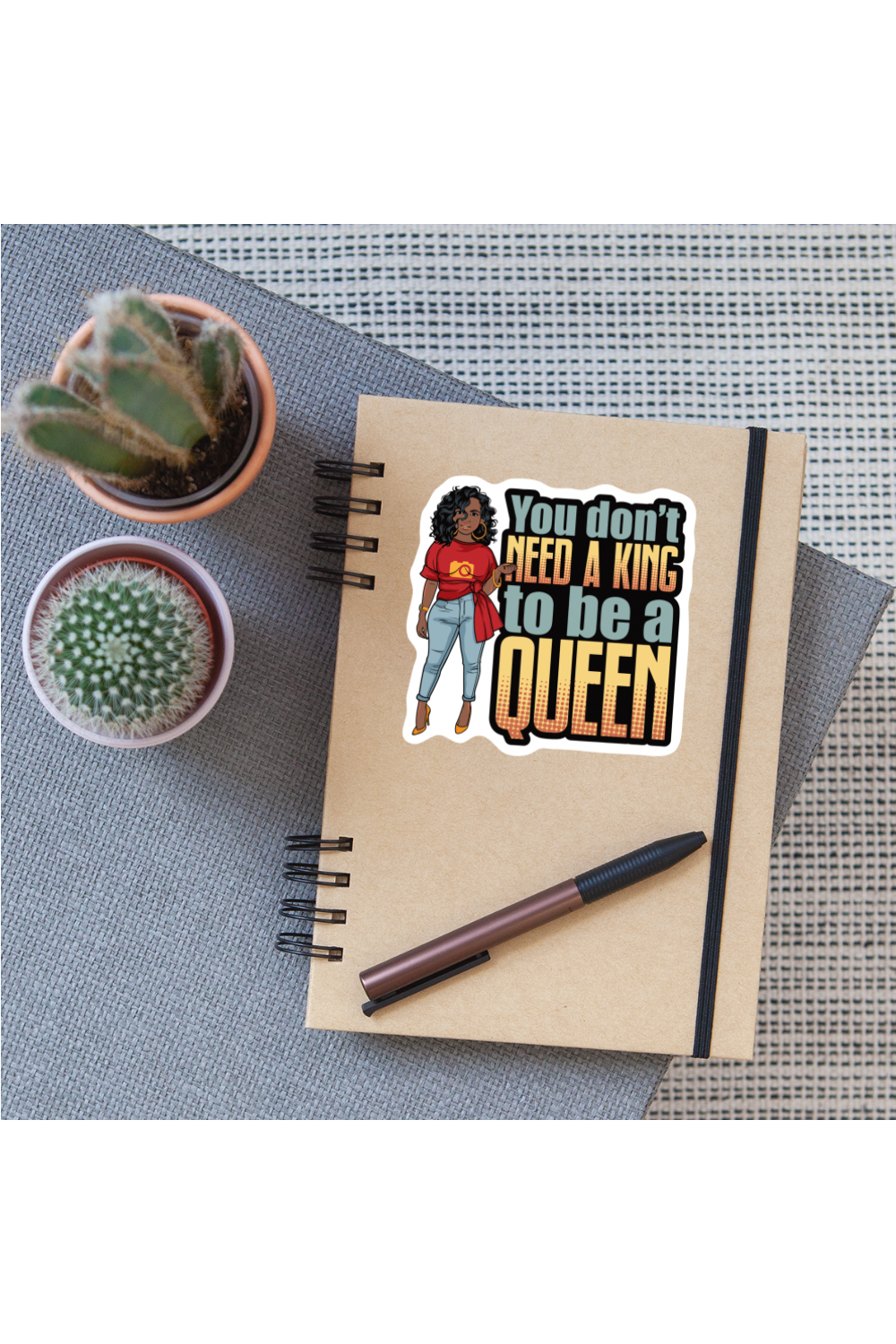 African American Women You don't Need a King to be a Queen Vinyl Sticker - white matte - NicholesGifts.online
