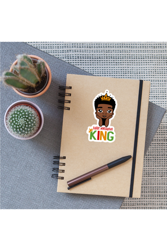 African American Boys Little Melanin King Vinyl Sticker - white matte - NicholesGifts.online