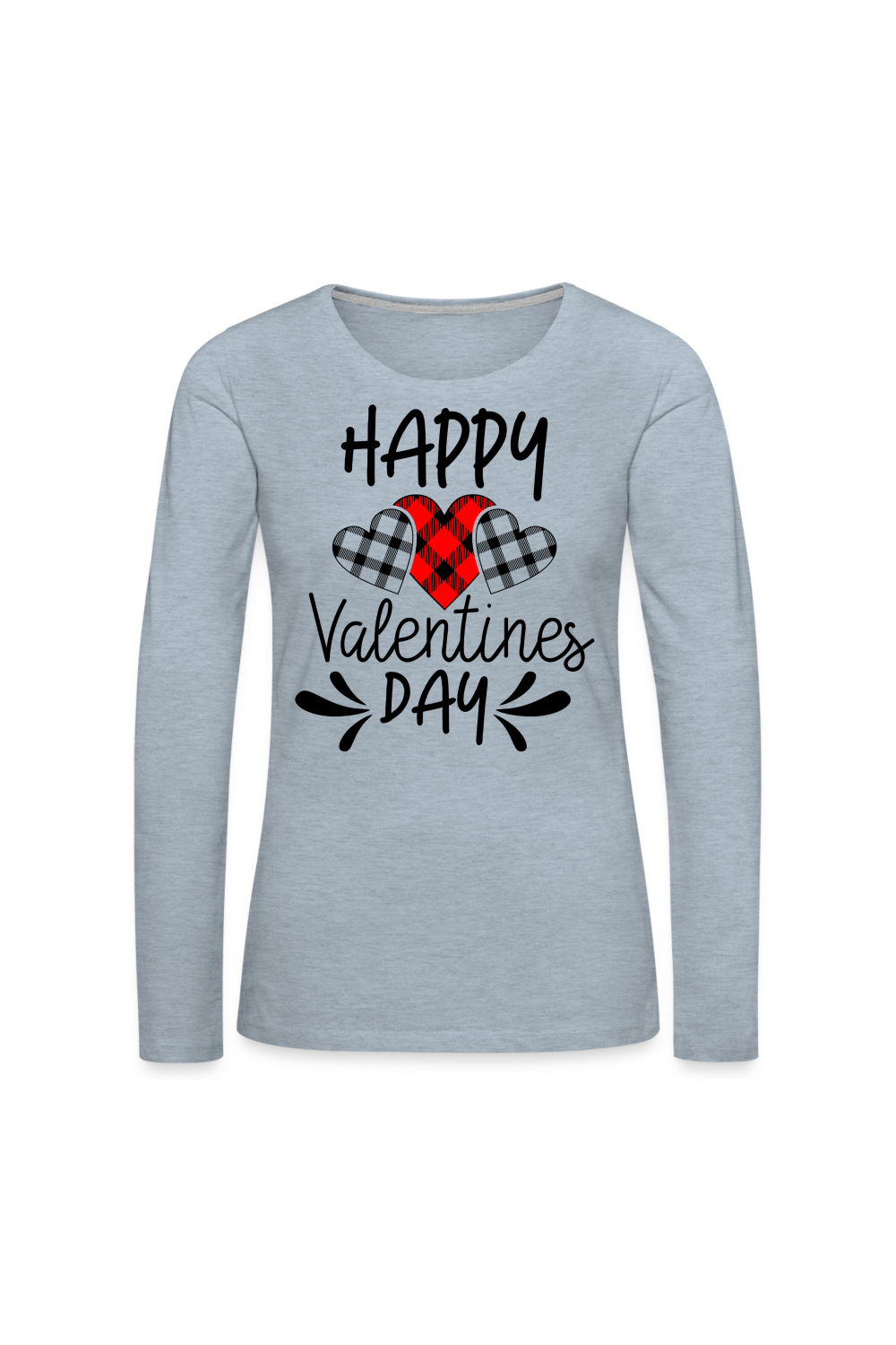 Women's Happy Valentine's Day Long Sleeve T-Shirt - heather ice blue