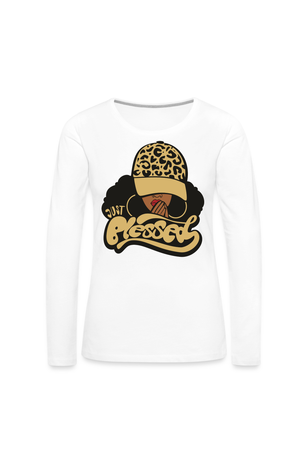 Women's Gold Just Blessed  Long Sleeve T-Shirt - white