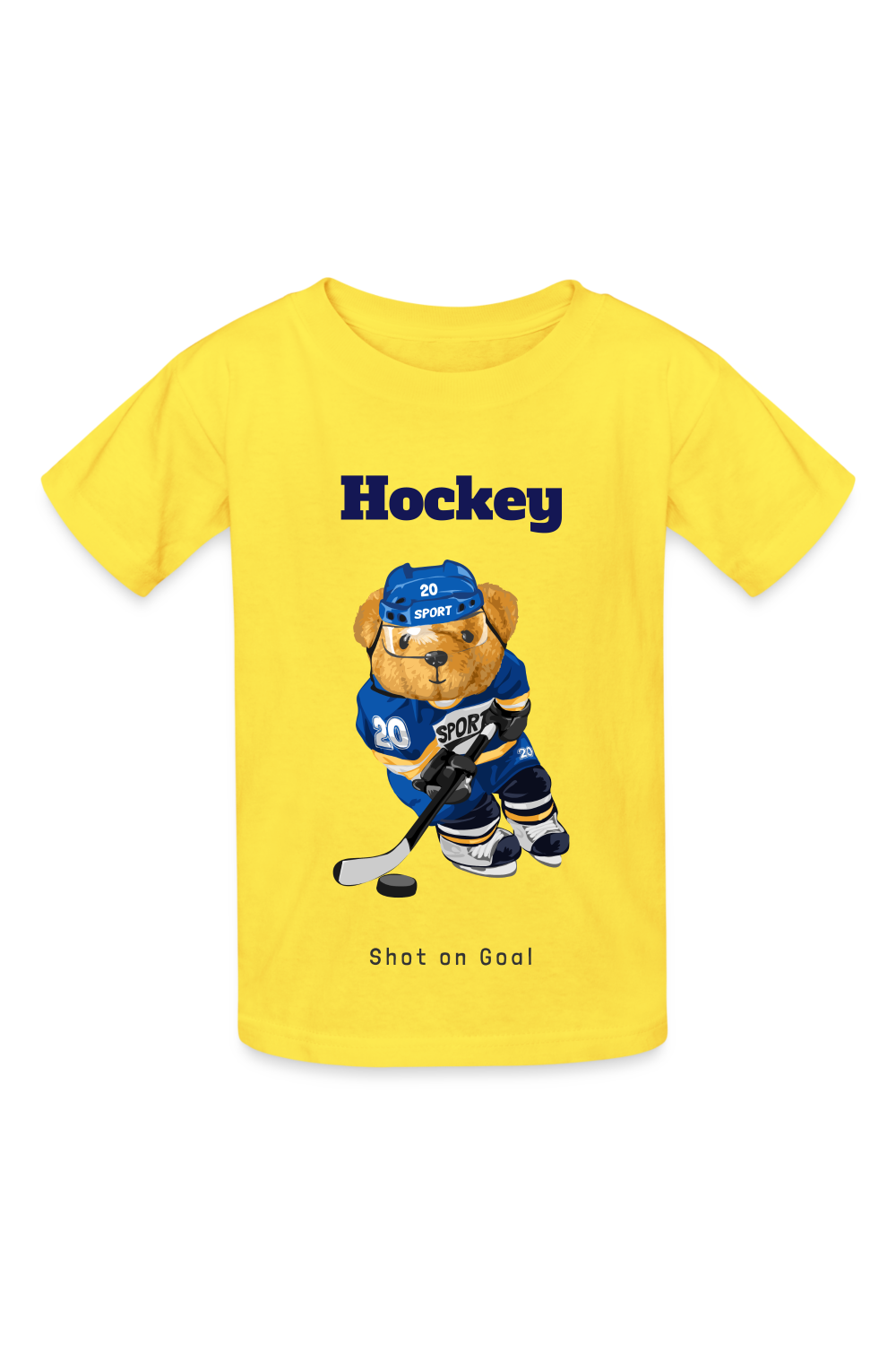 Boys Shot on Goal Hockey Short Sleeve Tee Shirt - yellow - NicholesGifts.online