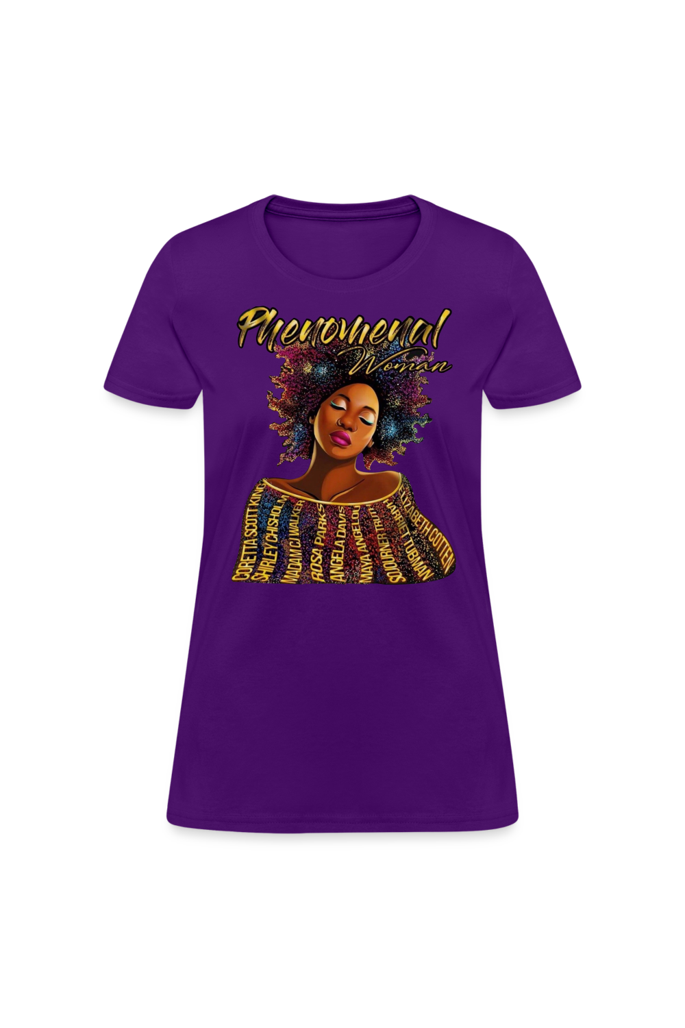 African American Women's Phenomenal Woman Short Sleeve T-Shirt - purple