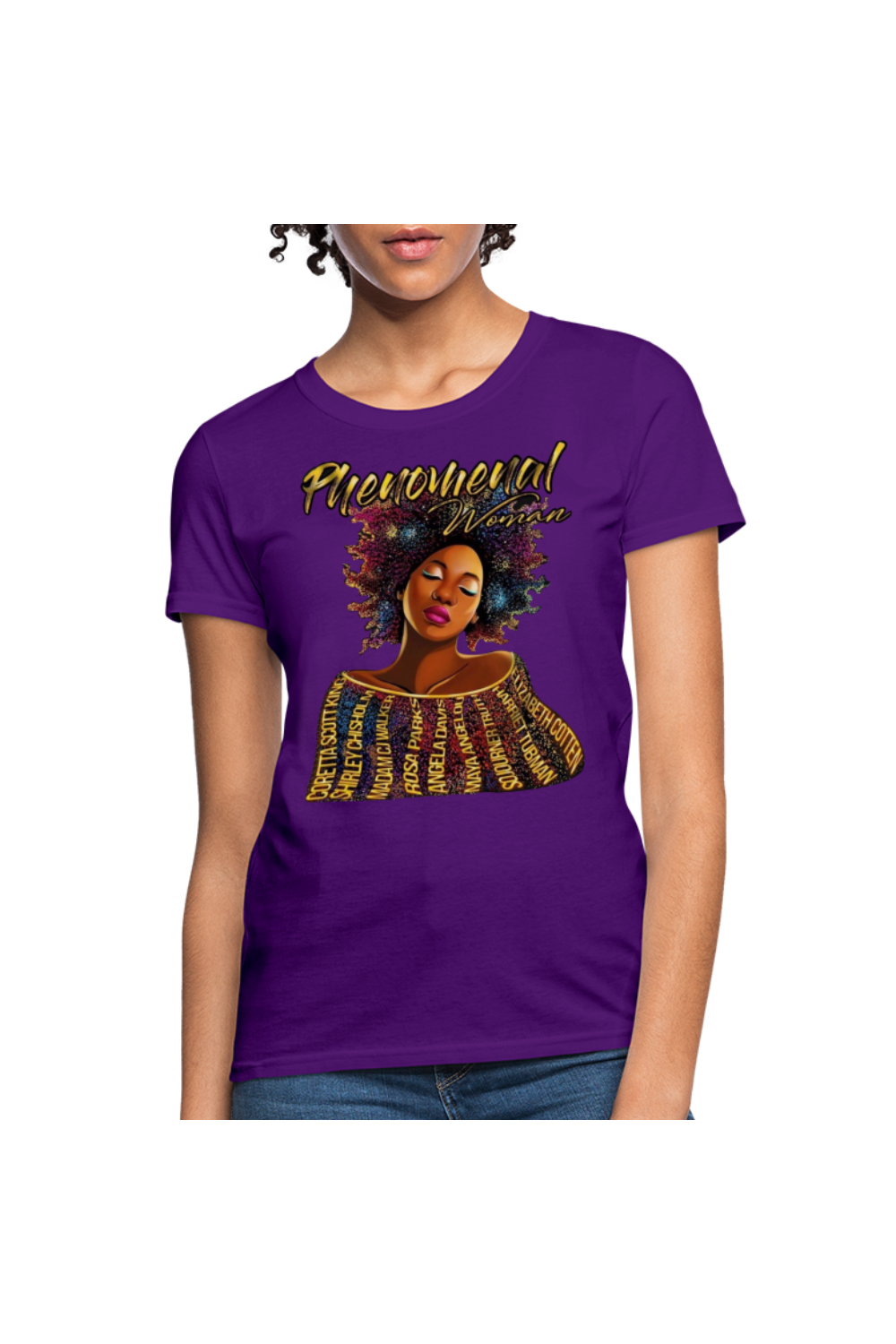 African American Women's Phenomenal Woman Short Sleeve T-Shirt - purple
