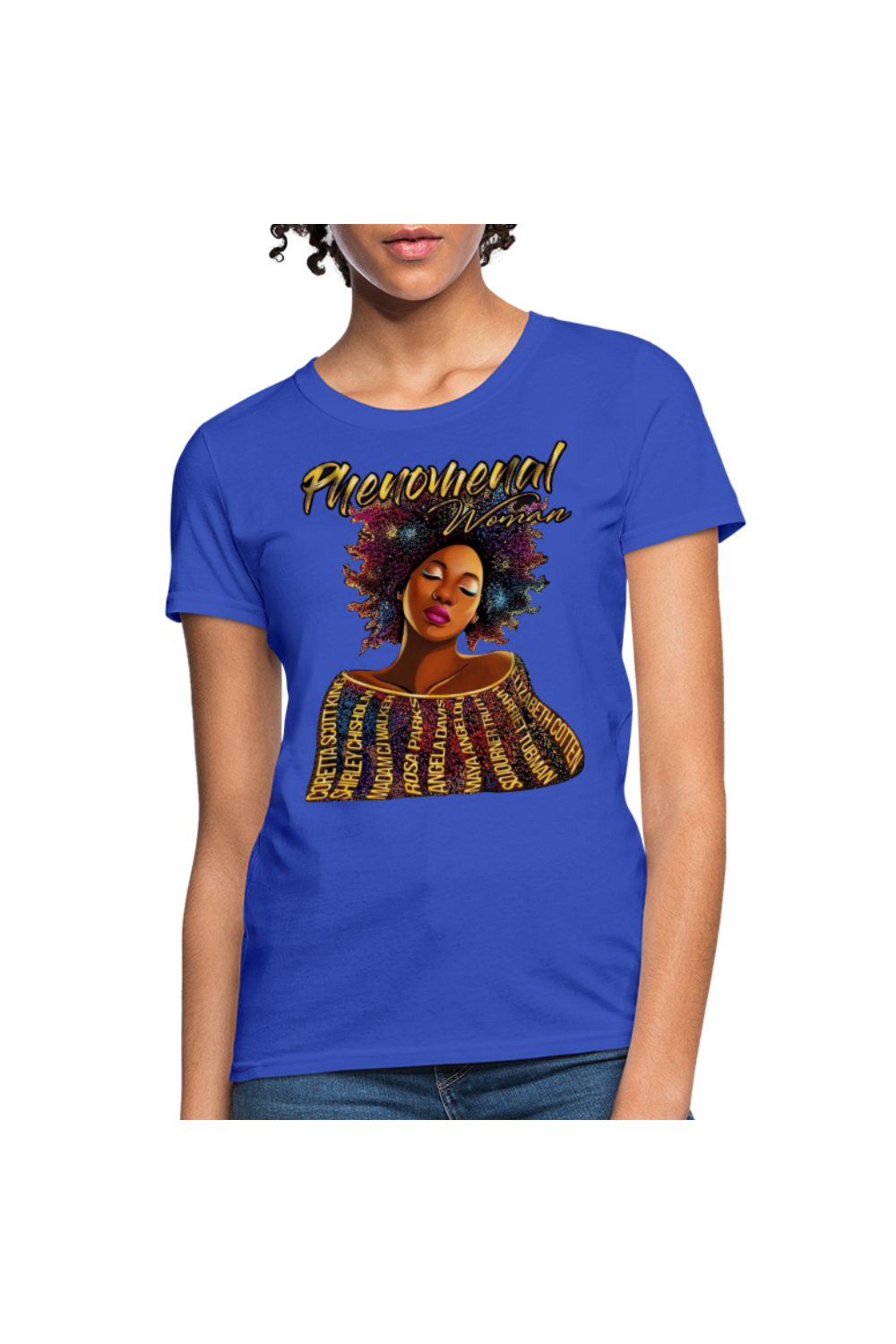 African American Women's Phenomenal Woman Short Sleeve T-Shirt - royal blue