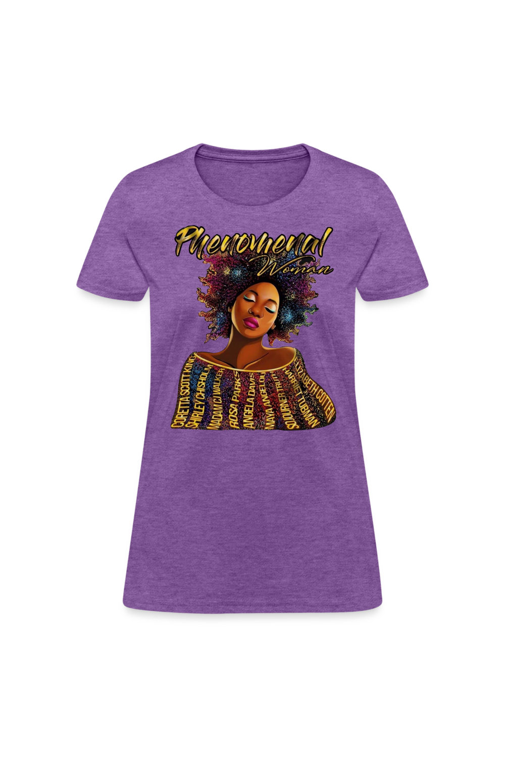 African American Women's Phenomenal Woman Short Sleeve T-Shirt - purple heather