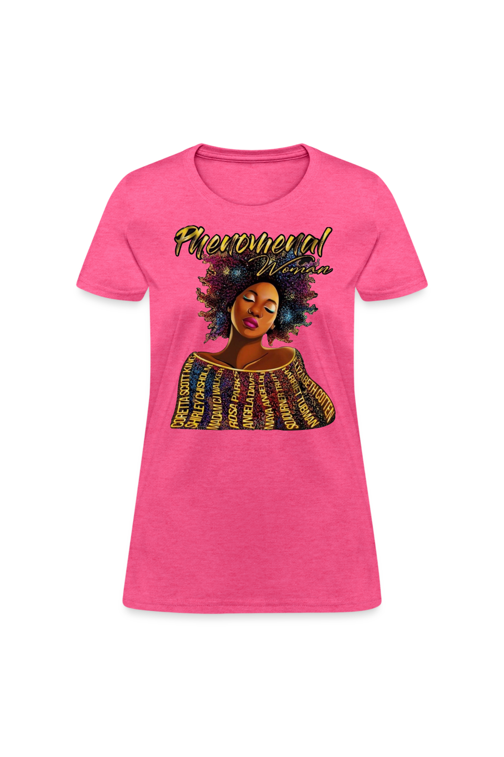 African American Women's Phenomenal Woman Short Sleeve T-Shirt - heather pink