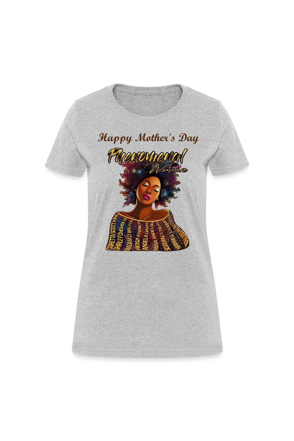 African American Women's Happy Mother's Day Woman Short Sleeve T-Shirt - heather gray